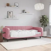 shumee vidaXL Kavč z ležiščem roza 90x200 cm oblazinjen z žametom