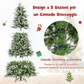 Costway Umetno božično drevo 225 cm z gibljivimi vejami in 1135 konicami obloženo s snegom