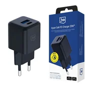 1 to 3 DODATKI - 3MK HYPER GAN POLNILNIK 20W QC4+ PD PPS USB 1A1C ČRN EU
