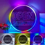 HORSENEON Open 24 Hours barvni neonski napis