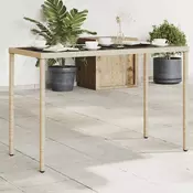 Vidaxl vidaXL Vrtna miza s stekleno ploščo bež 115x54x74 cm PE ratan