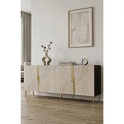 Hanah Home komoda Evva 150, 150 cm, antracit / zlatna / travertin