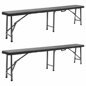 shumee Zložljive vrtne klopi 2 kosa 180 cm HDPE črne barve