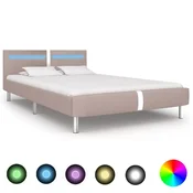 Vidaxl Posteljni okvir LED kapučino umetno usnje 120x200 cm