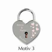 Ljubezenska ključavnica z gravuro srce - srebrna (različni motivi)