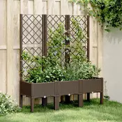 Vrtna sadilica s rešetkom smeda 120 x 40 x 142 cm PP