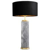 Casa Padrino luxury table lamp gray/antique brass/black A� 40 x H. 75 cm - Marble desk lamp with round velvet lampshade - Luxury table lamps - Luxury desk lamps