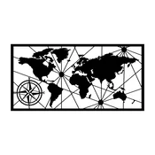 Wallxpert Zidna dekoracija World Map 2, 100x50cm, Crna