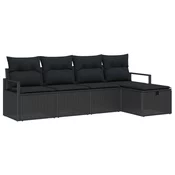 Set sofe s jastukom s pohranom 5 pcs Crna poliratan