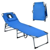 COSTWAY Nastavljiv stol za plažo Zložljivi ležalnik, (5000007147)