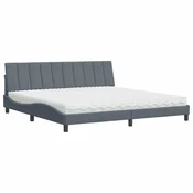 Vidaxl Postelja z vzmetnico Hanko temno siva 200x200 cm žamet