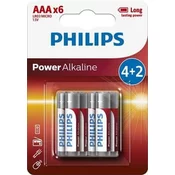 Philips LR03P6BP/10 - 6 kom alkalnih AAA baterija POWER ALKALINE 1,5 V 1150 mAh