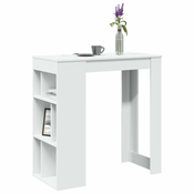 vidaXL Barska miza s policami bela 102x50x103,5 cm inženirski les