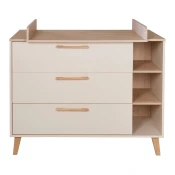 Krem/u prirodnoj boji dječja komoda u dekoru hrasta s promjenjivim stolom 117x103x78 cm Jil – Roba