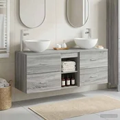 vidaXL Komplet omaric za kopalnico 3 kos Siva Sonoma 129 x 41 x 80 cm