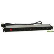 Power Distribution Unit (PDU) for 19 Rack, 8x Type E sockets, 1.8m, 1x Schuko plug, 16A, on/off switch, aluminum