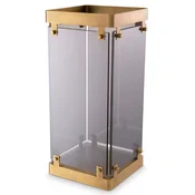 Casa Padrino Luxury Umbrella Stand Antique Brass/Gray 29.5 x 29.5 x H. 60.5 cm - Metal Umbrella Stand with Tinted Glass - Hotel & Restaurant Accessories - Luxury Accessories