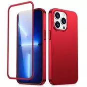 shumee Ovitek za iPhone 13 Pro Max, zadnji in sprednji pokrov + kaljeno steklo, rdeč