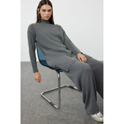 Trendyol Anthracite Slit Wide Leg Knitwear Two Piece Set