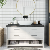 Vidaxl Kopalniški pult temno rjav 140x60x(2-6) cm obdelan trden les