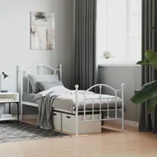 shumee vidaXL Kovinski posteljni okvir z vzglavjem in vznožjem bel 75x190 cm
