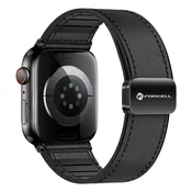 FORCELL Pas za Apple Watch Forcell F-Design FA21, magnetni, iz umetnega usnja, 38/40/41 mm, črn