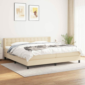 Greatstore Box spring postelja z vzmetnico krem 200x200 cm blago