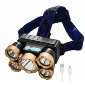 hurtnet Vodoodporna naglavna svetilka akumulatorska 5 XPE LED USB