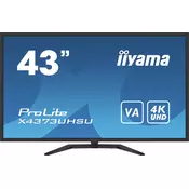 Iiyama Monitor 43 UW VA-panel, 3840x2160 UHS, 3ms, 400cdm? HDR400, Speakers, 2xHDMI, 1xDisplayPort, USB-HUB (2x3.02x2.0), PBP, PIP, Remote