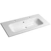 SIDRA Cultured Marble Washbasin 101x46cm, 2 tap holes, white - Bela - 101x14,2x46 cm - Sapho - SIDRA - 24 - Liti marmor - Pravokotnik - 1010 - 142 - 460 - 14