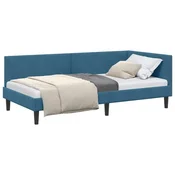 Vidaxl Kotna postelja z vzglavjem Modra 80 cm x 200 cm Žamet