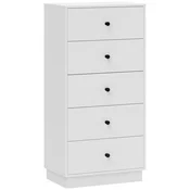 HOMCOM Predalnik za spalnico s 5 predali, moderna komoda z okroglimi ročaji, visok in ozek predalnik za vhod, dnevno sobo, otroško sobo in hodnik, lesen, 47x29x95 cm, bel
