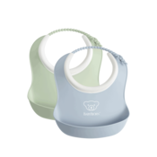 Small Baby Bib, 2-pack - Powder Green/ Powder Blue