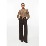 s.Oliver Hlače z naborki temno rjava