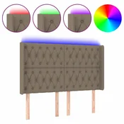 Vidaxl LED posteljno vzglavje taupe 147x16x118/128 cm blago