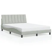 Vidaxl Posteljni okvir brez vzmetnice Hanko svetlo siv 140x190 cm žamet