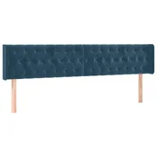 Vidaxl Vzglavje z ušesi temno modro 203x16x78/88 cm žamet