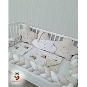Bubamara037 Set za krevetac sa ogradicom od pletenica, 120x60cm, Krem