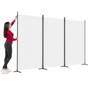 Vidaxl Paravan 3-delni bel 525x180 cm blago