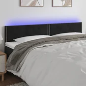 Vidaxl vidaXL Vzglavje postelje z LED diodo črno 180x5x78/88 cm žamet