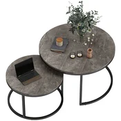 HOMCOM HOMCOM Komplet dnevnih miz MDF, kovina 78,5D x 78,5Š x 46,5V cm temno siva, (5000242668)