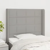 Vidaxl vidaXL Vzglavje s krilci svetlo sivo 93x16x118/128 cm blago