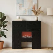 vidaXL Električni kamin Črni hrast 75 x 24,5 x 75 cm Inženirski les
