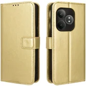 GS Realme GT 6 / 6T preklopni ovitek, denarnica Crazy Horse, zlat