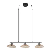 Reality Leuchten Visoka svetilka Eluna, jantarno rumena/črna, 100 cm, steklo/kovina, 3-svetilna. - Dnevna soba / jedilnica - jantar, črna
