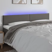 LED posteljno vzglavje sivo 180x5x78/88 cm umetno usnje