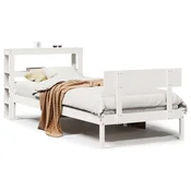 Vidaxl Posteljni okvir brez vzmetnice bel 90x190 cm trdna borovina
