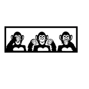 Wallity Zidna dekoracija Three Monkeys L, 100x36cm, Crna