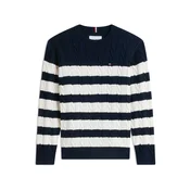 TOMMY HILFIGER Pulover Essential temno modra/bela