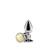 Rear Assets Silver Small Yellow Gem – metalni analni plug, 7.1 cm
